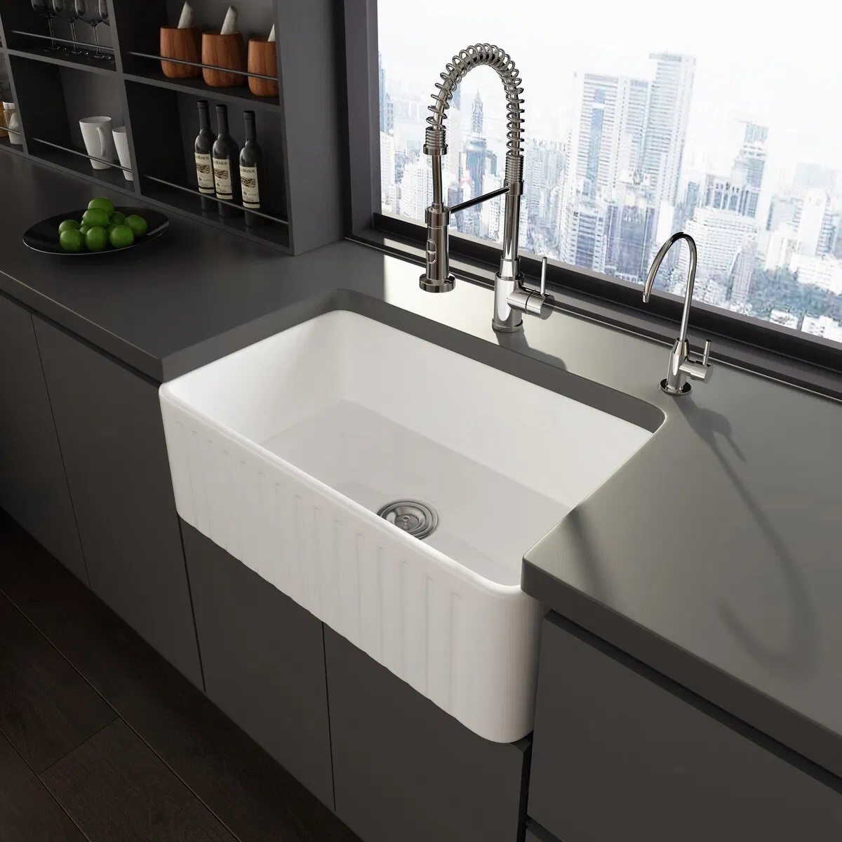 European Style 33 Inch Single Bowl Ceramic Farmhouse Kitchen Sink