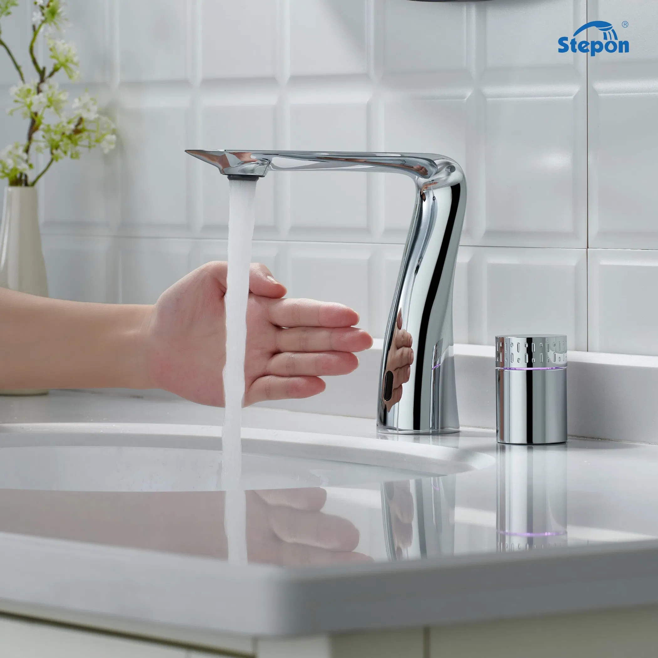 Stepon Electronic Thermostatic Faucet LED Color Temp Indicator 38c Default Touch Sensor Power Control