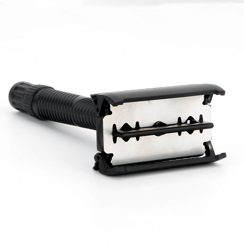 New Arrival Zinc Alloy Material Double Edge Blade Men Shaving Butterfly Twist to Open Metal Black Color Safety Razor