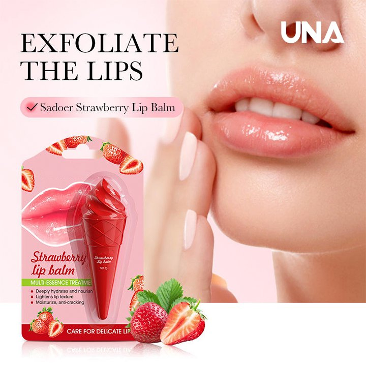 Wholesale 6g Sadoer Avocado Honey Peach Fruit Lip Balm Ice Cream Shaped Hydrating Moisturizing Oil Lip Balm for Lip Care