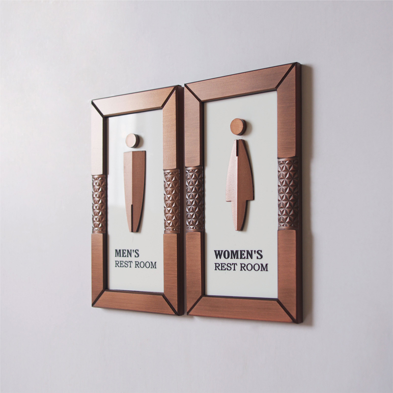 Ezd Personalized Acrylic Brass Copper Like Toilet Door Signage Plaques