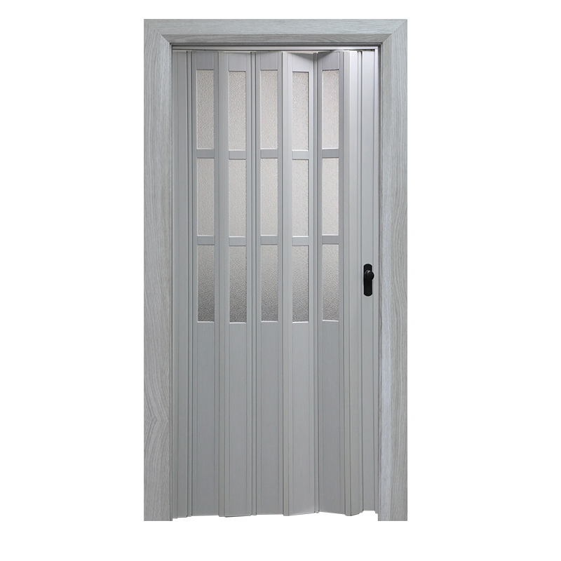 Factory Price Interior PVC Accordion Partition Wall Doors Toilet Interior Folding Sliding PVC Folding Door Plastic Accordion Door PS Glass Door