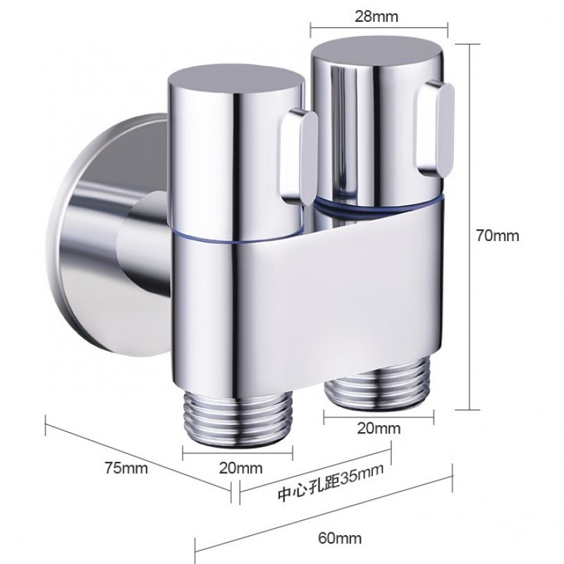 Washing Machine Faucet Mini Three-Way Angle Valve One Into Two out Double Control Double Switch Home a Two Toilet Gun