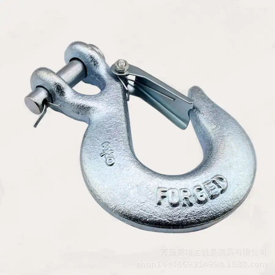 Drop Forged Painting/Powder Coated/Glavanized Carbon Steel Eye Hoist Hook with Latch for Lifting/Transportation/Hoisting