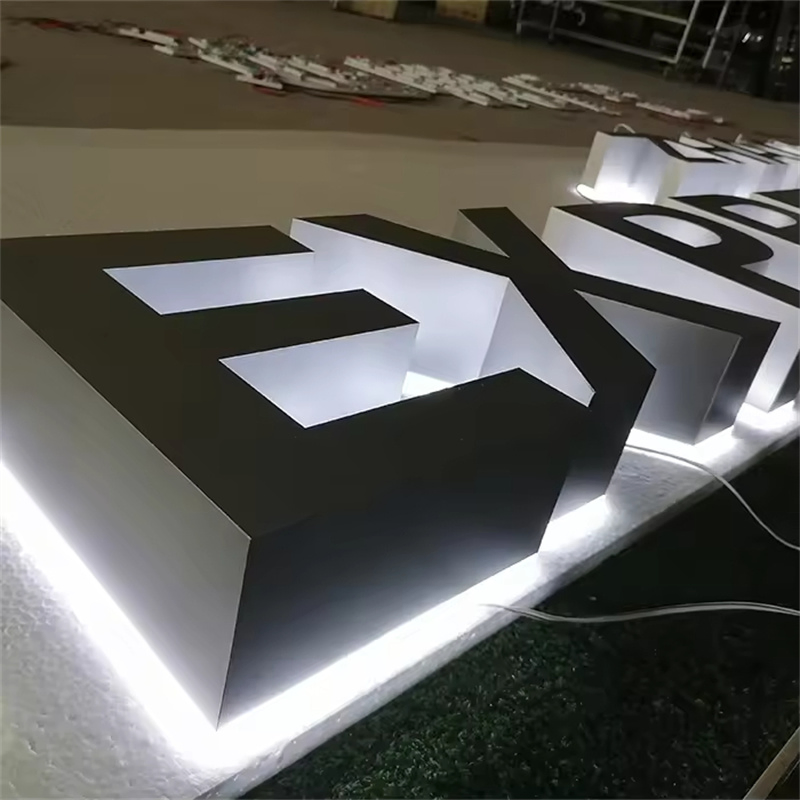 Custom 3D Stainless Steel Building Backlit Company Design LED Letter Sign