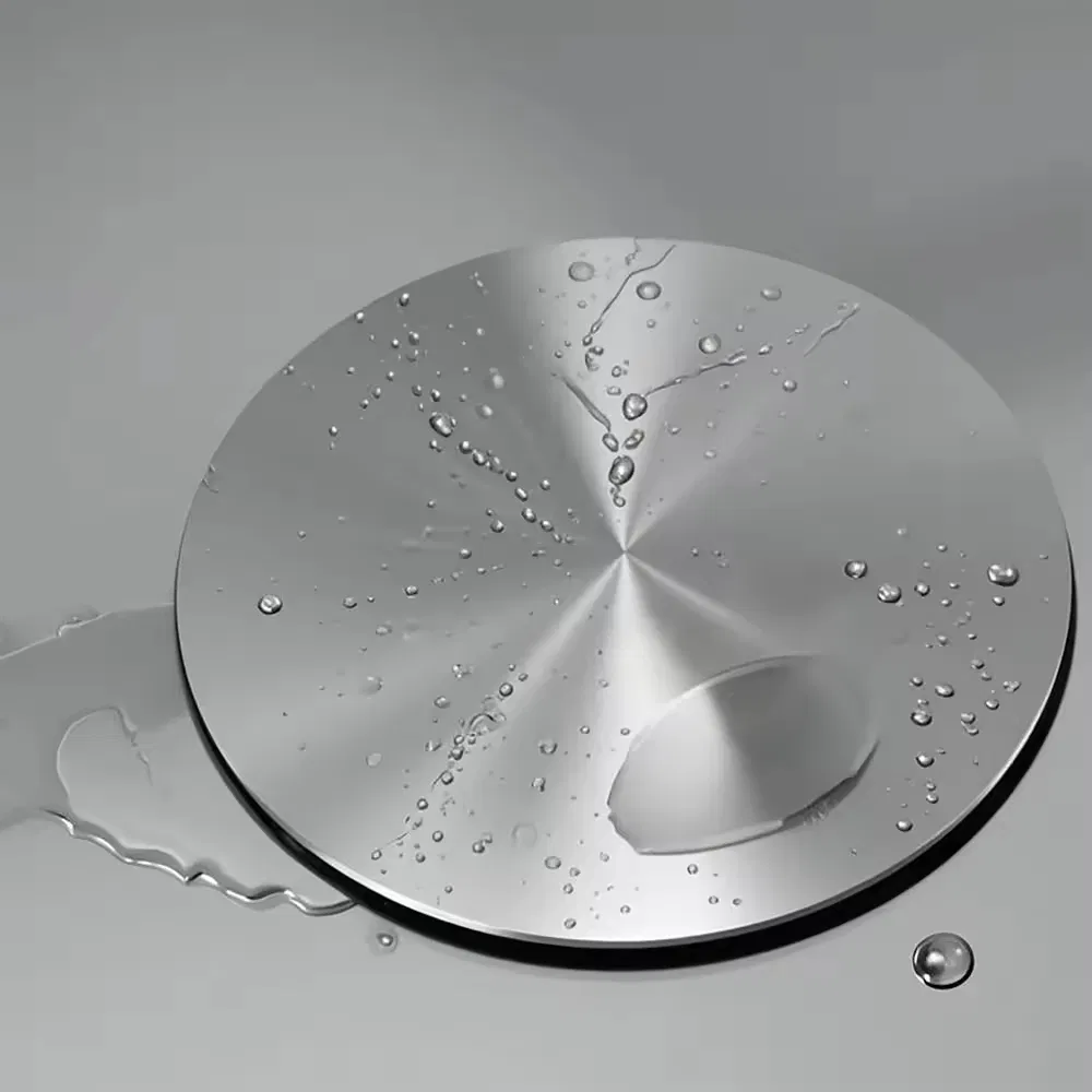 Modern Stainless Steel Round Bathroom and Kitchen Sink Drain Cover with Brushed Surface Easy Installation & Clean