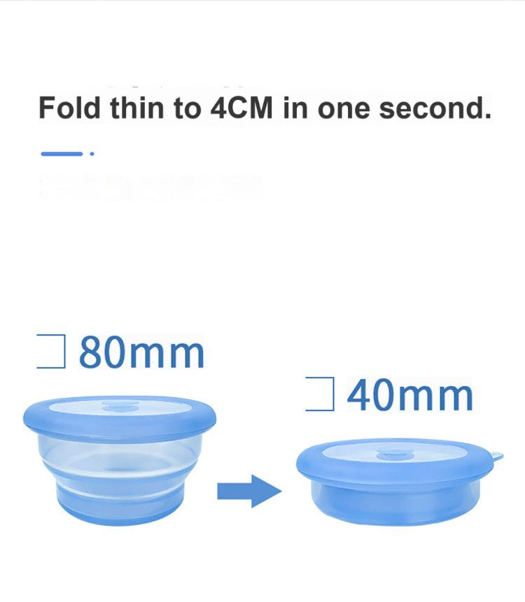 Retractable Outdoor Lunch Box, Sealed Fresh-Keeping Box, Microwaveable Lunch Box, Round Silicone Collapsible Lunch Box