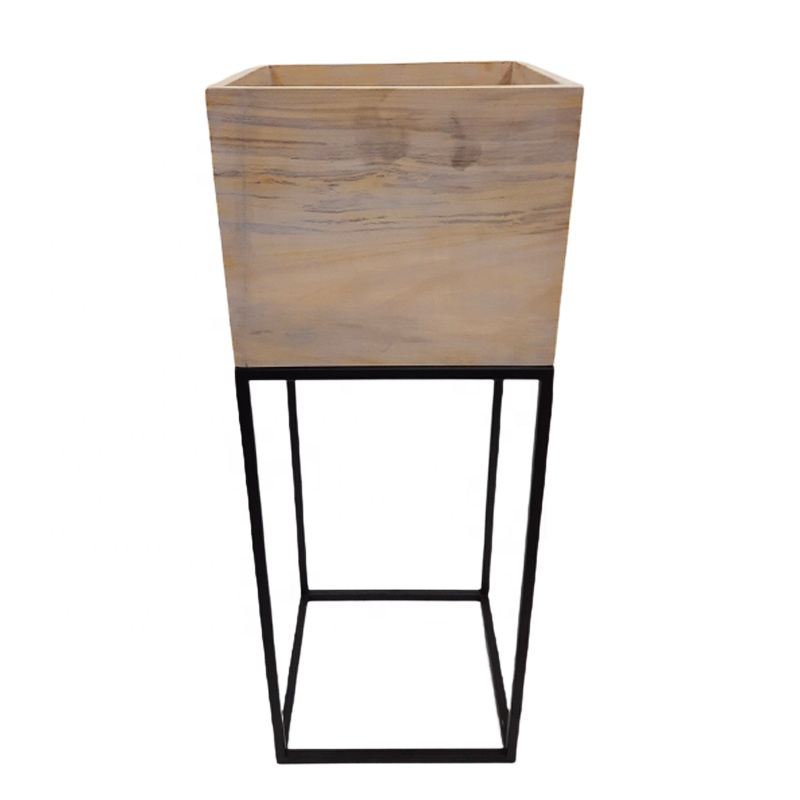 Горшок мраморный прямоугольный декоративный