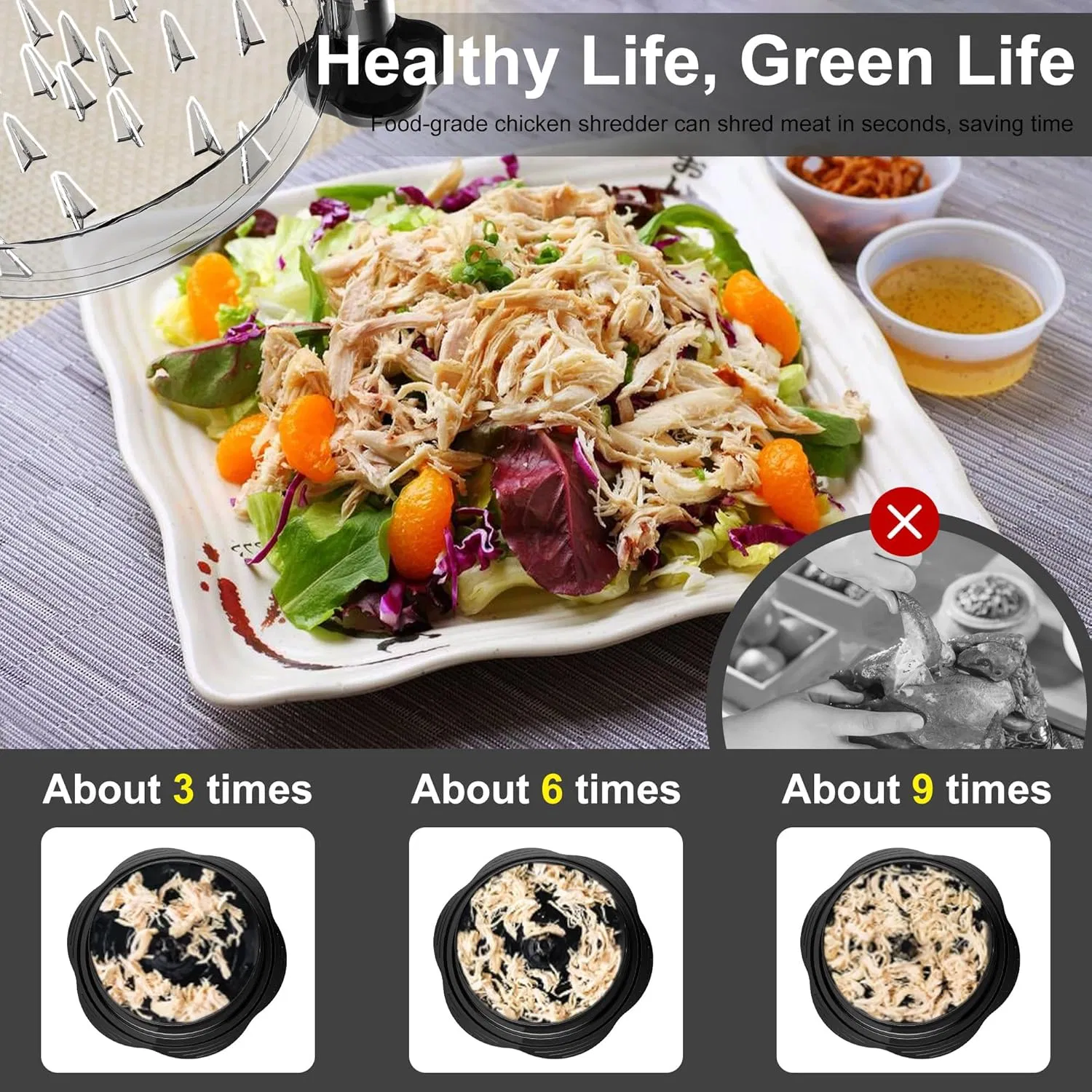 Large Plastic Manual Non Slip Kitchen Cooked Meat Shredding Chicken Brest Shredder Machine Large Chicken Shredder Tool Twist