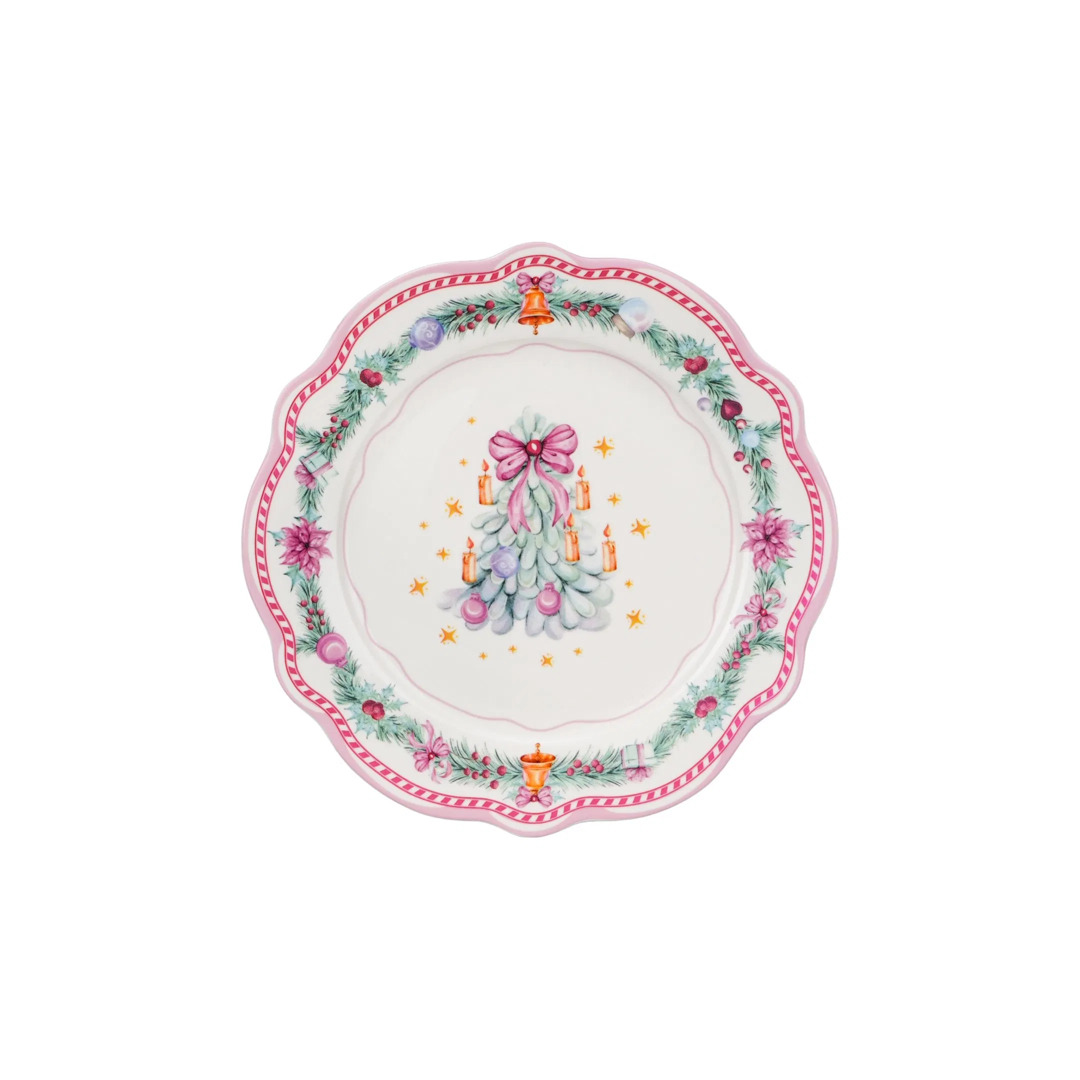 20PCS Christmas Day Jingle Bell Ceramic Dinner Plate Tableware Porcelain Dinnerware Set