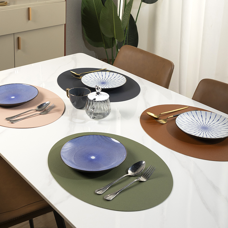 Decorative Faux Leather Placemats Set Dining Table Mat Stock PVC Home Use Restaurants