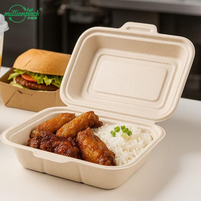 Smooth Surface Compostable Square Box for Easy Cleaning and Reusability
