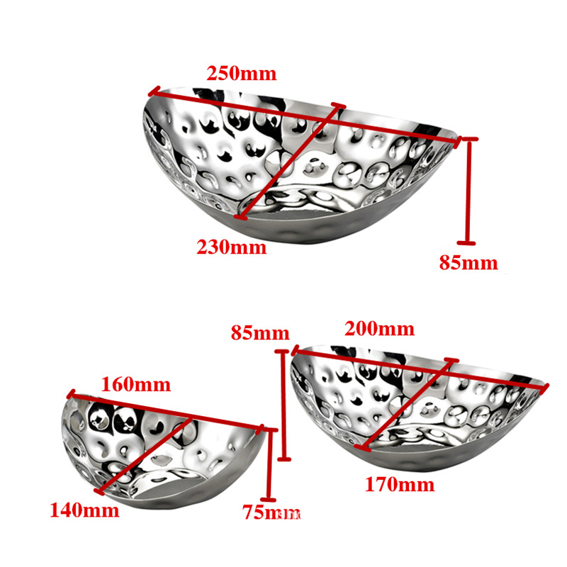 Stainless Steel Hammer Fruit Plate Buffet Hotel Bar KTV Restaurant Home Salad Bowl