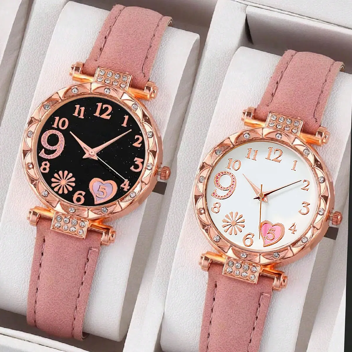 Elegant and Casual Leather Women's Watch Set