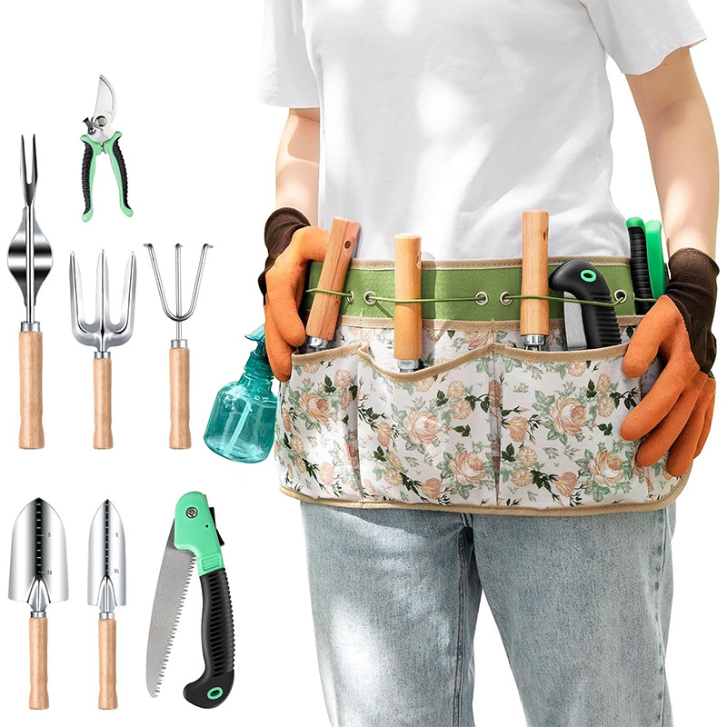 Gardening Hand Tools Gaeden Tools Set with Rust-Proof, Stainless Steel Wood Material Gardening Supplies