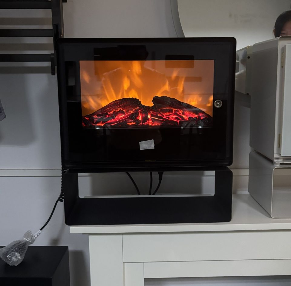 Simple Black White Manual Remote Control Free Standing Electric Fireplace