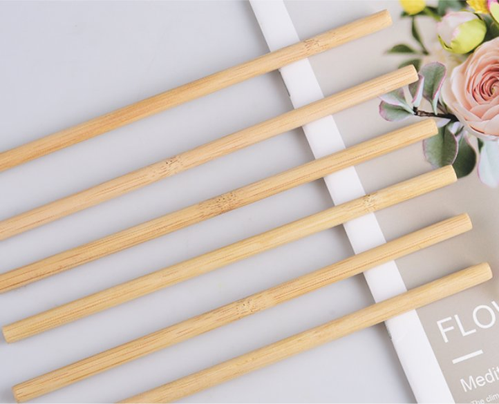 Custom Logo 20*0.7cm OPP Bag Package Carbonized Natural Bamboo Straw