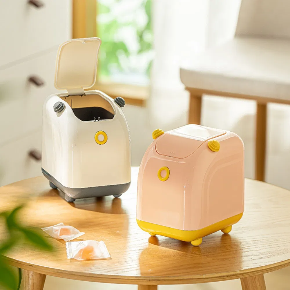 Mini Desk Trash Can Tiny Waste Basket Desktop Flip Cover Mi23077