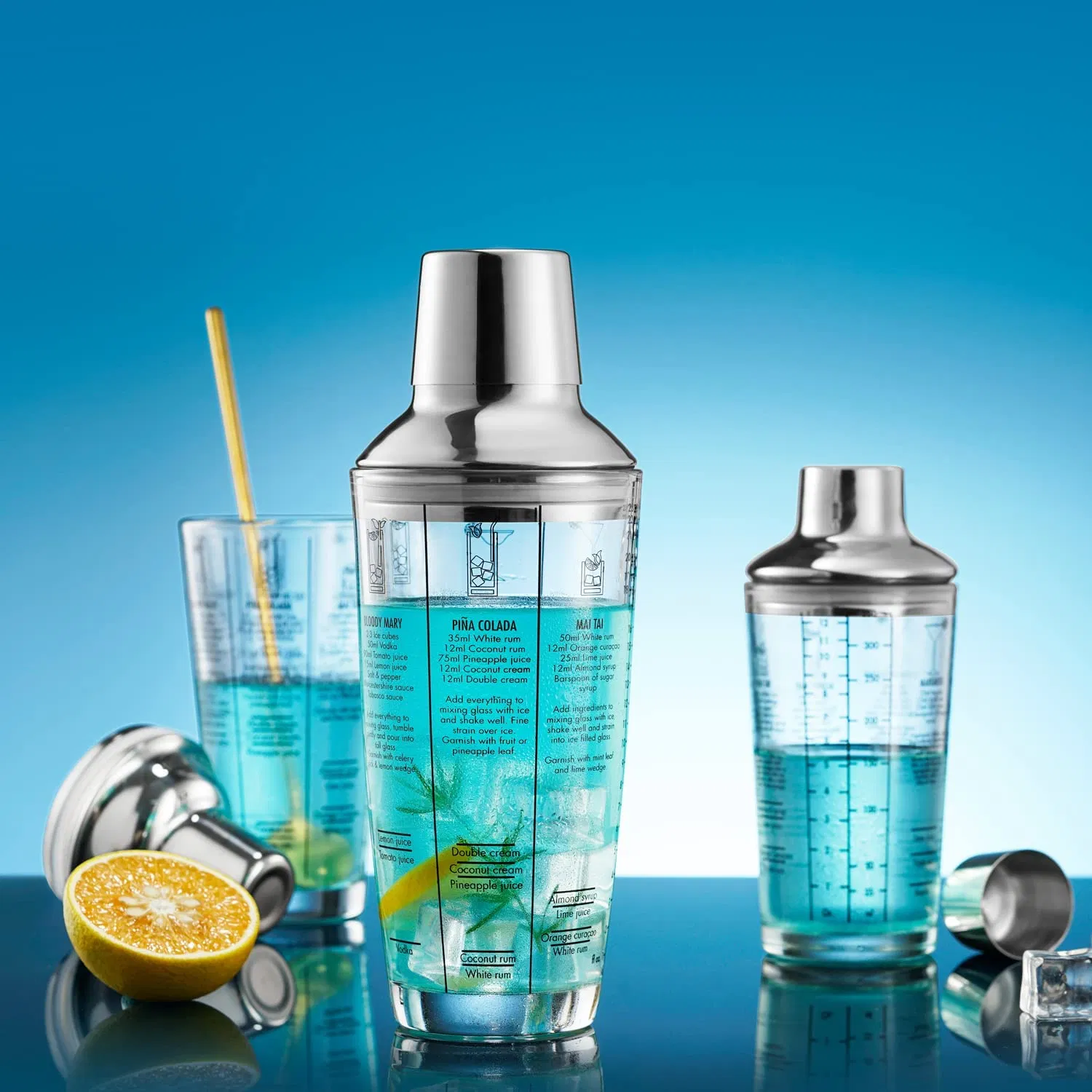 Шейкер для коктейлей из нержавеющей стали со стаканом