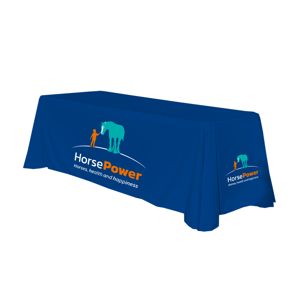 Custom Logo Polyester Printed Table Cloths Events Spandex Table Cover Stretch Tablecloth for Party Trade Show