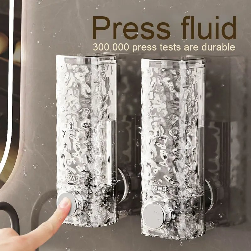 Square Plastic Hand Sanitizer Bottle Wall-Mounted Soap Dispenser Shower Gel Box