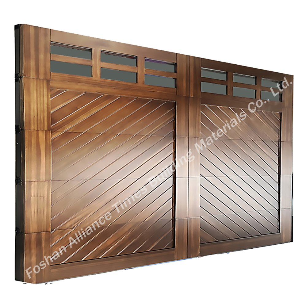 Carriage House Style Wood Clad Aluminum Sectional Automatic Garage Doors with American Pine Wood