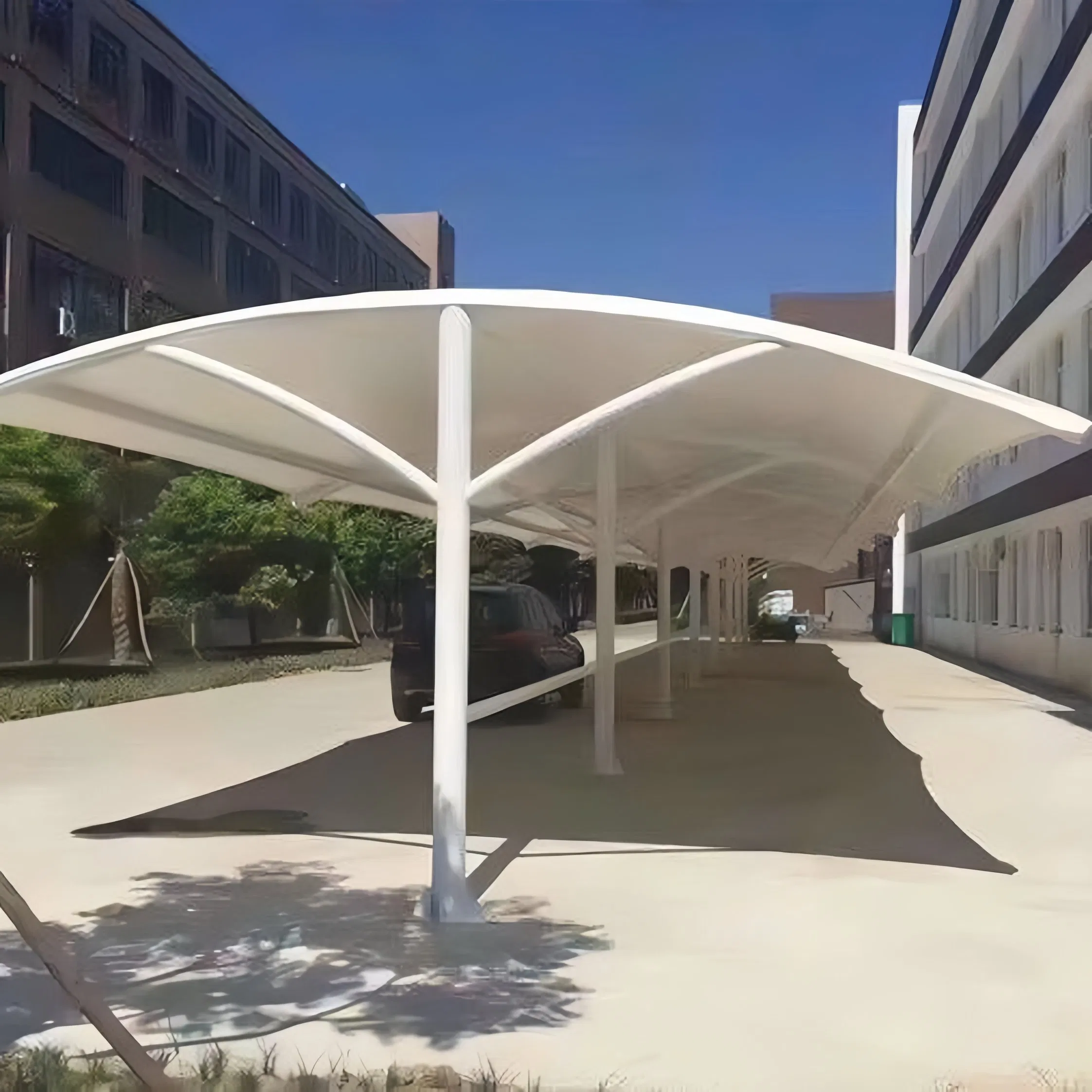 Complete System Including Gutters and LED Lights for a Fully Functional Parking Shade Carport