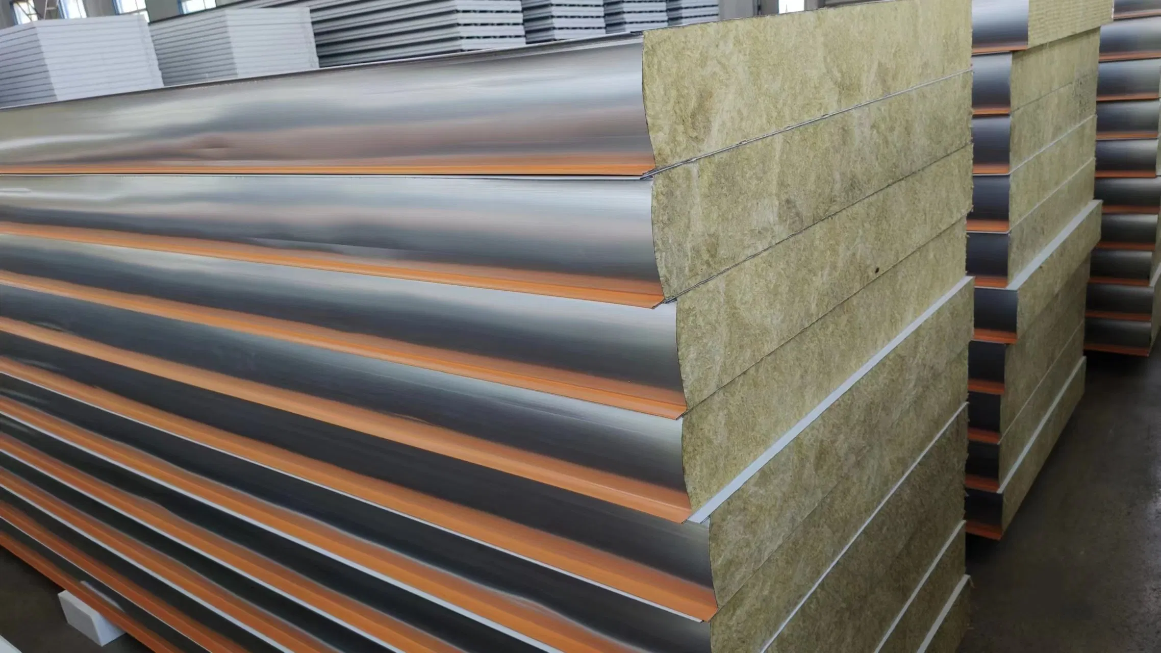 Factory Price 50mm Thick Color Steel Rock Wool Clean Sandwich Board for Food Factory