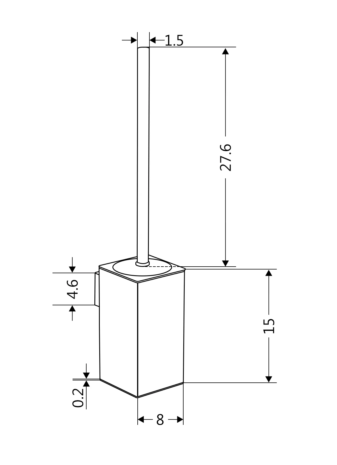 Настенный держатель для туалетного ёршика, квадратный, черный