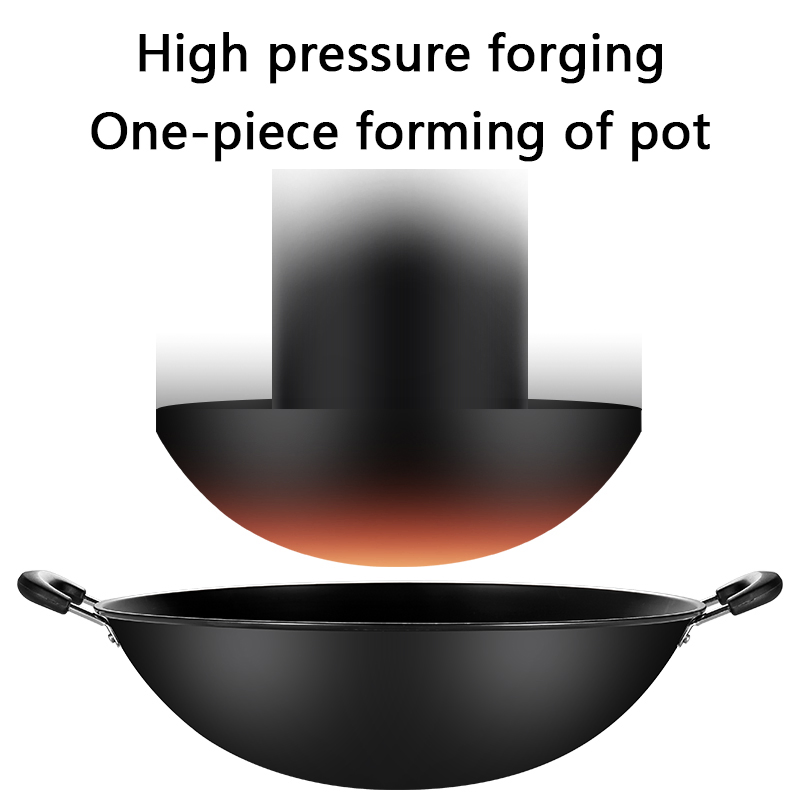 Black Non-Stick Iron Pot, Double Ear Pot, No Coating, Rust-Proof