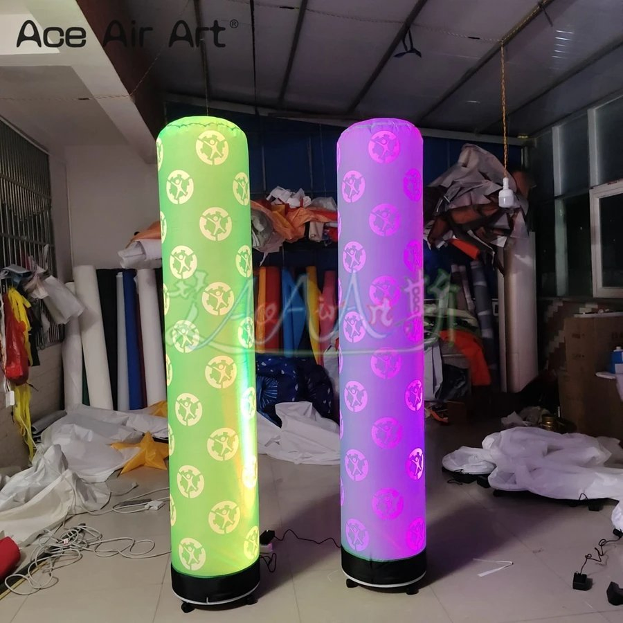 2PCS 2mh Inflatable Column Pillar Tube with Custom Logo and LED Lights for Decoration or Advertising