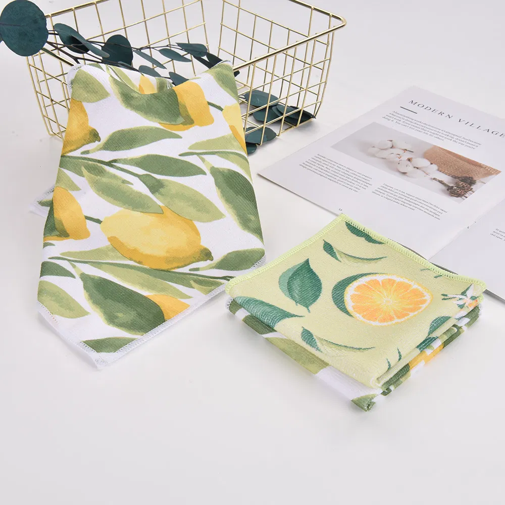 3PCS New Lemon Design Printed Microfiber Cleaning Cloth