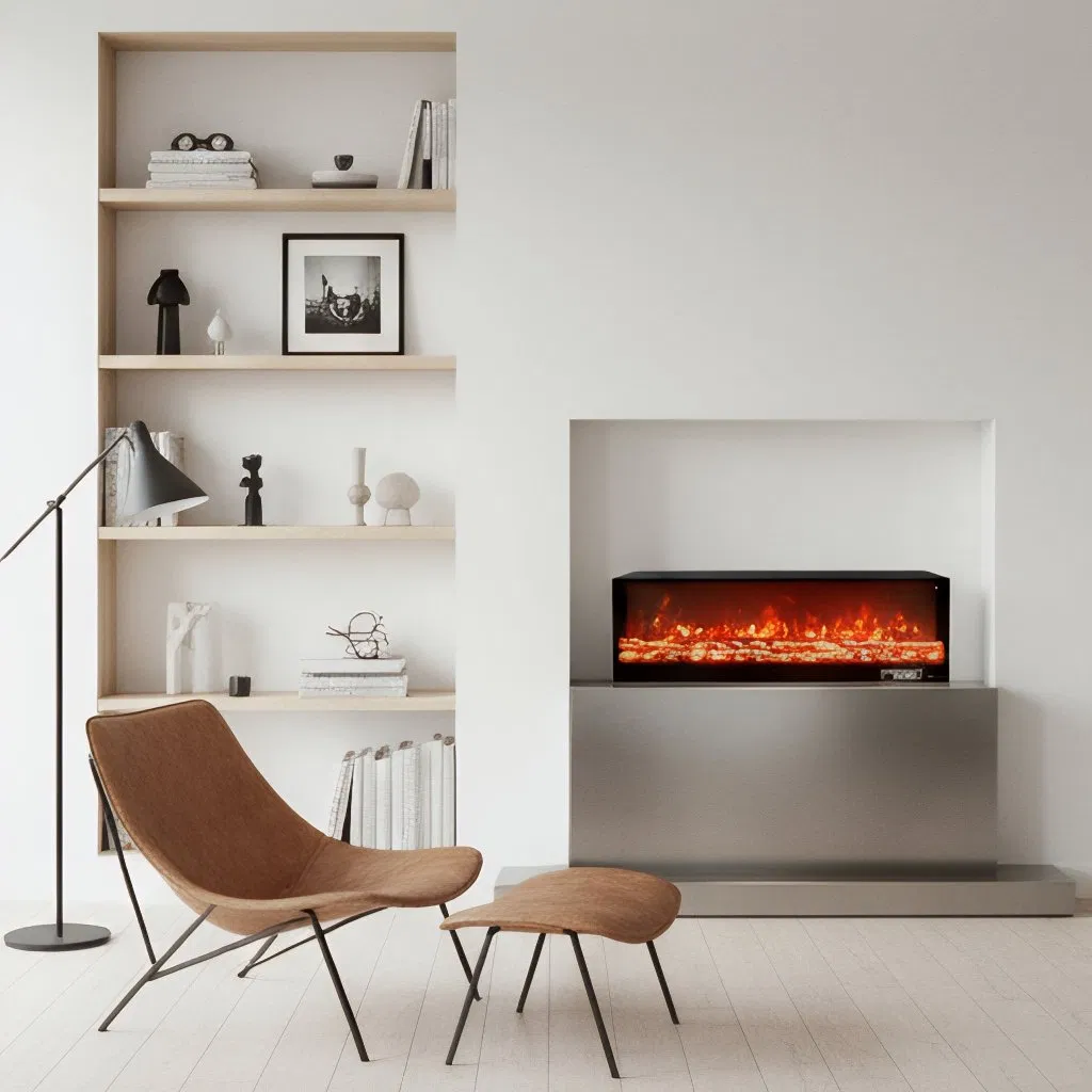 Elegant 2D Decorative Electric Fireplace for Wall Installation