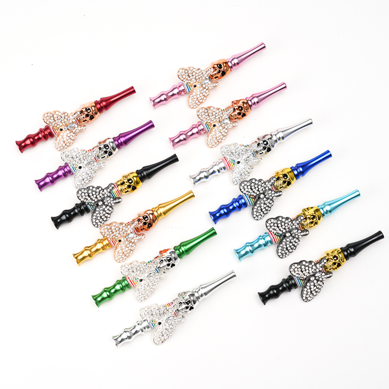 Handheld Metal Various Exquisite Insect Sculpture Pendant Smoking Pipes Hookah Mouth Tip Pipes