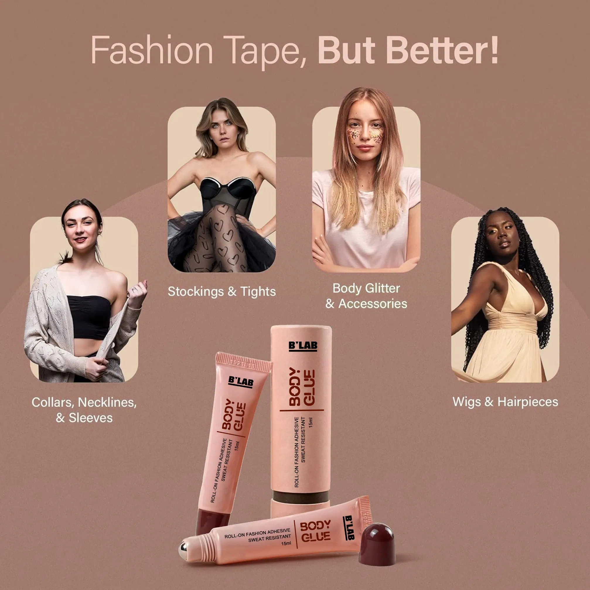 Wholesale Roll-on Body Adhesive Glue No Stain Liquid Fashion Tape for Clothes