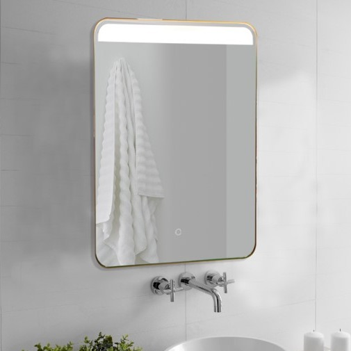 5mm Hotel Decorative Metal Frame Round Oval Rectangle LED Bathroom Mirror with Touch Sensor
