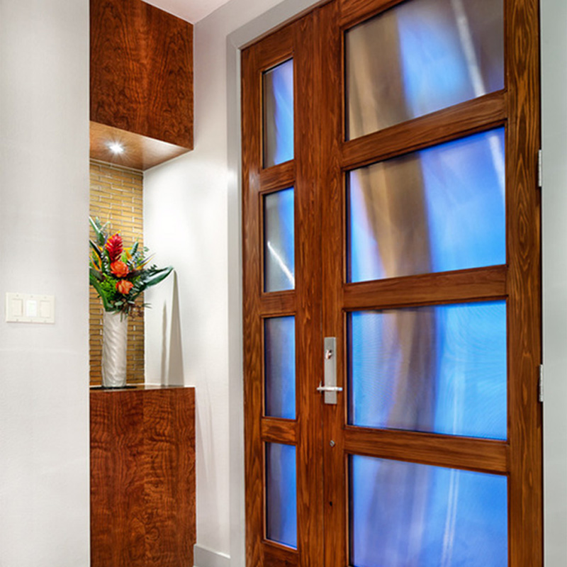 Wholesale Tempered Glass Inserts Solid Exterior Double Wood Doors