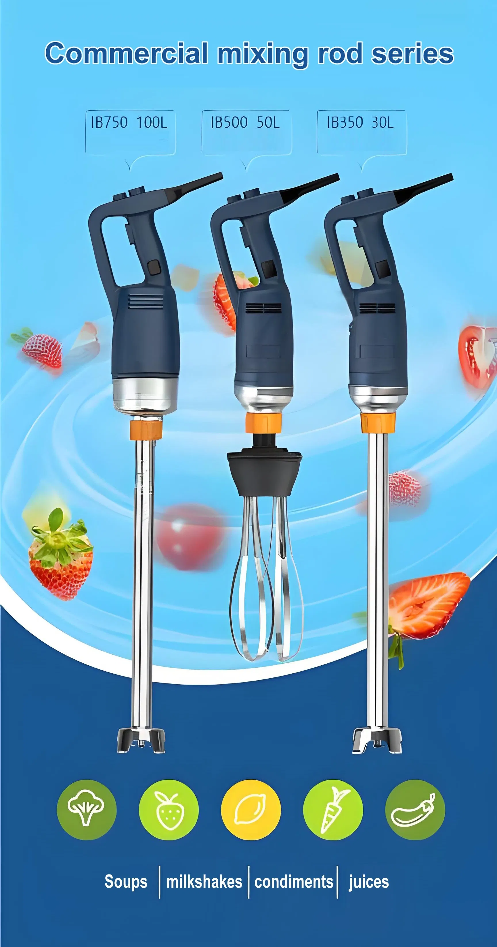 Commercial Mixing Rod Immersion Blender Handheld Mixer Egg Beater Egg Whisk