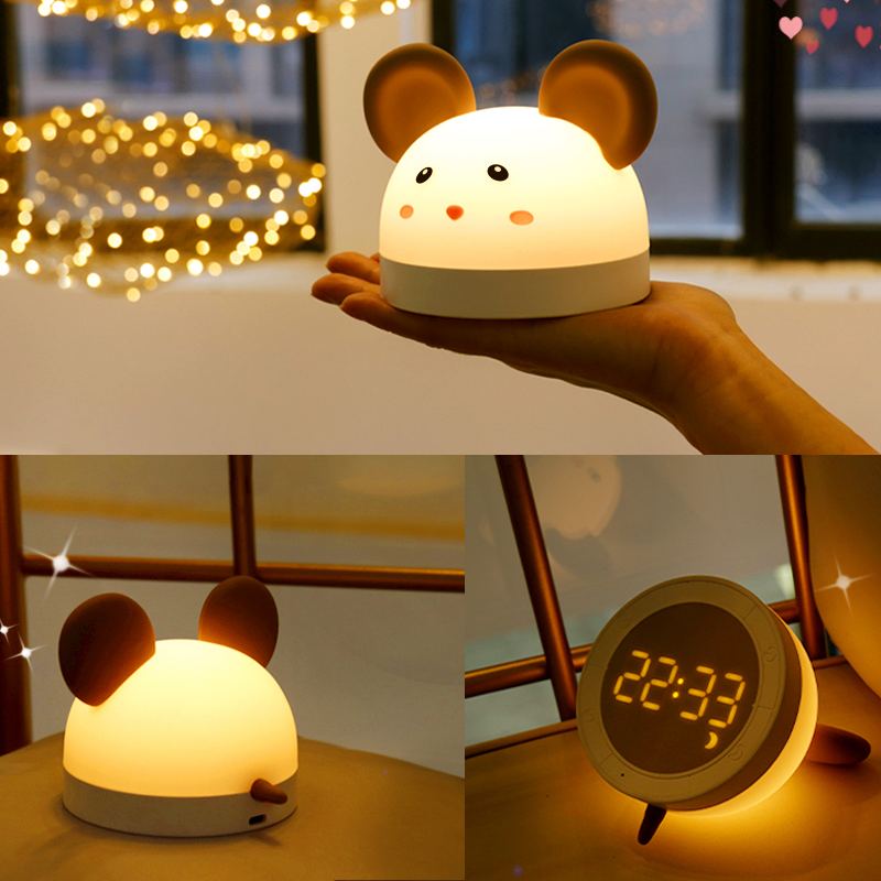 Cute Kids Alarm Clock Soft BPA-Free Silicone Lamp