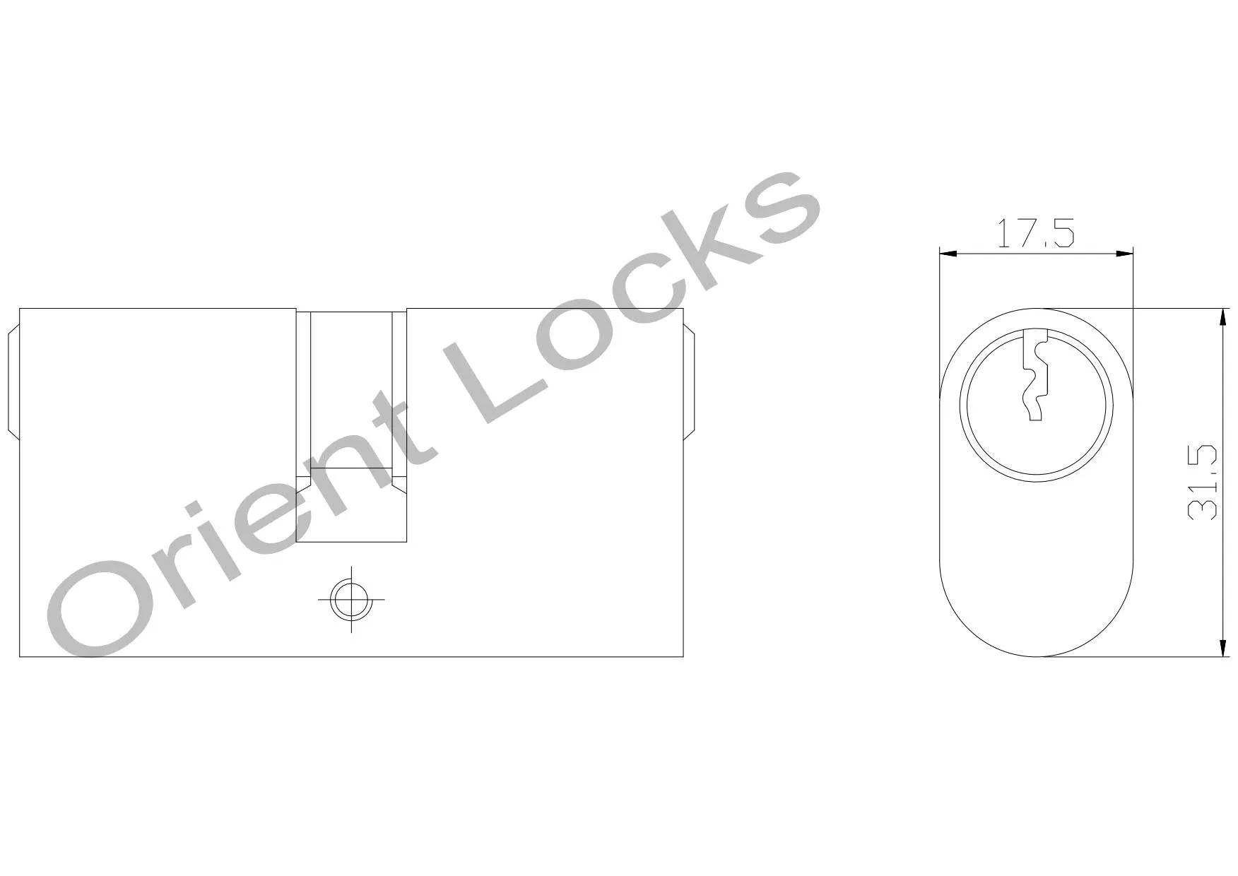 Big Oval Lock Cylinder 65mm Double Open
