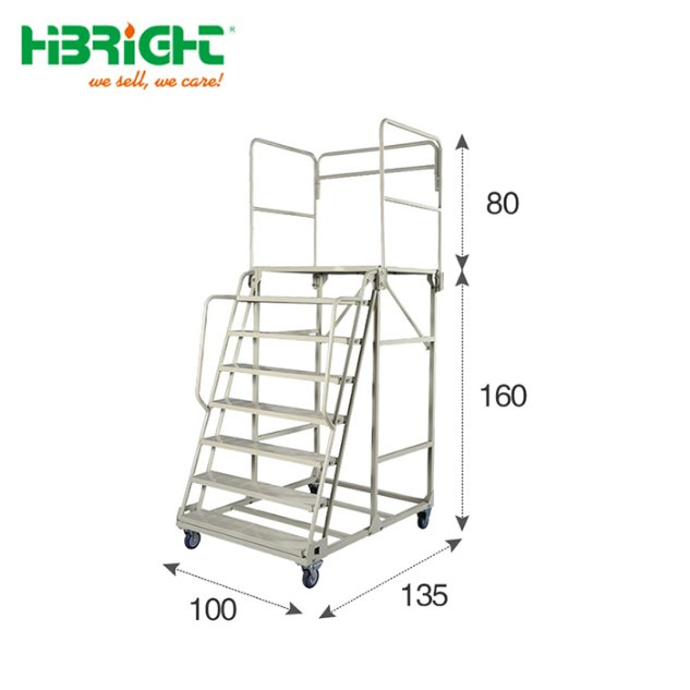 Adjustable Stock Picking Moveable Cart Step Ladder Truck