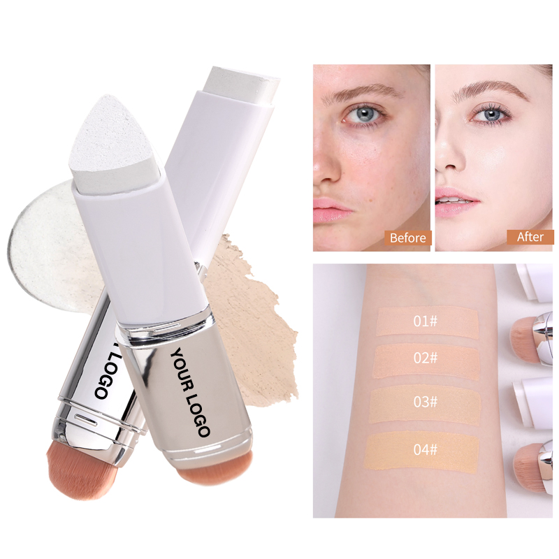 OEM Custom Logo Waterproof Long-Lasting Double-Ended Foundation Stick Color-Changing Moisturizing Makeup with Brush Head