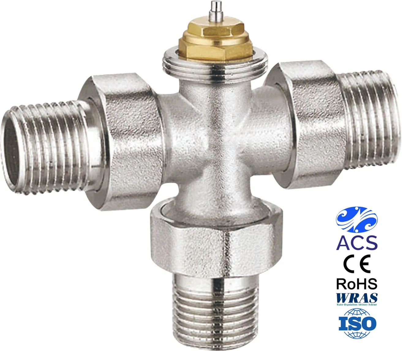 Three Ways Thermostatic Radiator Valve Nickel Plated