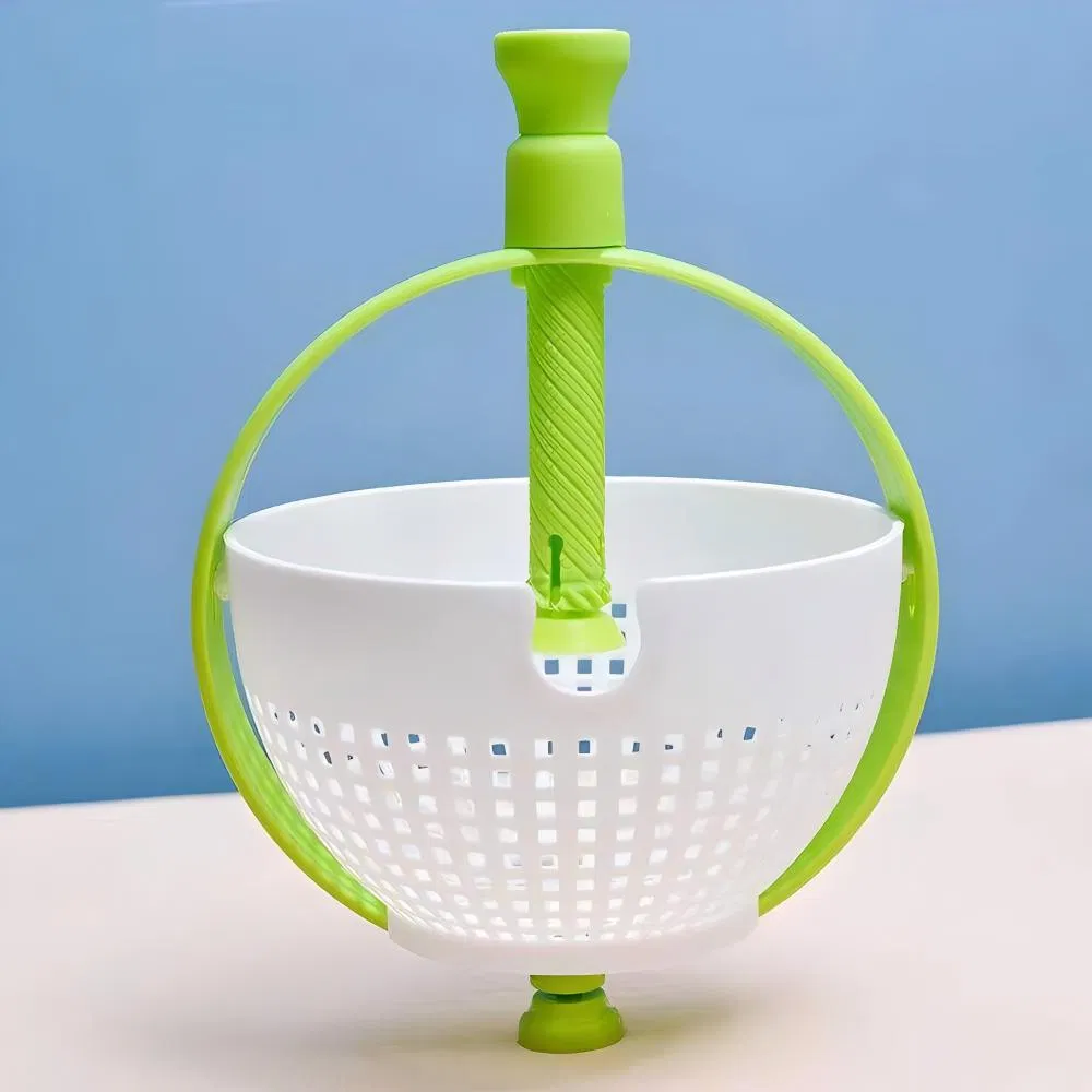 Gloway Collapsible Salad Spinner Plastic Fruit Vegetable Wash Dryer with Long Handle Drain Basket and Colander Kitchen Vegetable Basket Utensils