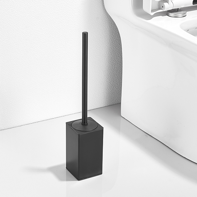 Square Matt Black 304 Stainless Steel Luxury Floor Stand Toilet Brush Holder (NC9896-MB)
