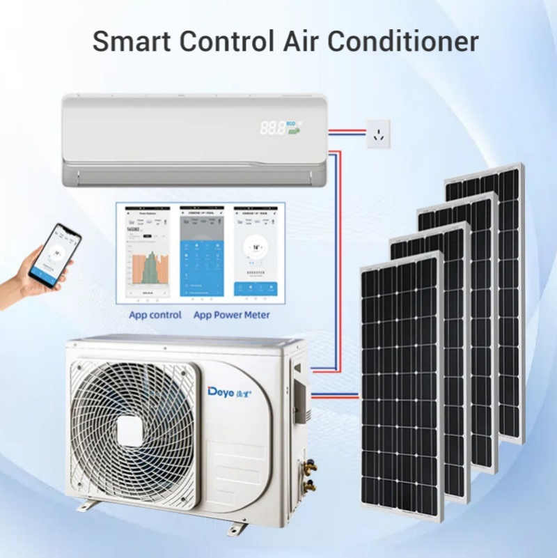 Solar Air Conditioner Heat Pump Domestic Mini Home Room Wall Split DC Inverter Air Conditioning Unit Air Conditioner EU 9000 12000 18000 24000 BTU WiFi
