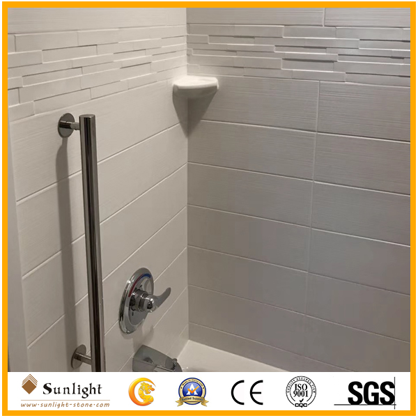 American Style Pure White Cultured Marble Tub/Shower Wall Surround for Hotel Bathroom