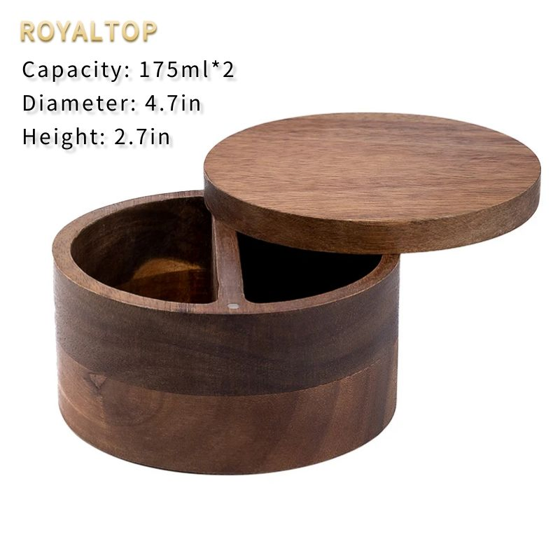 Деревянная солонка и перечница из акации на 2 отделения