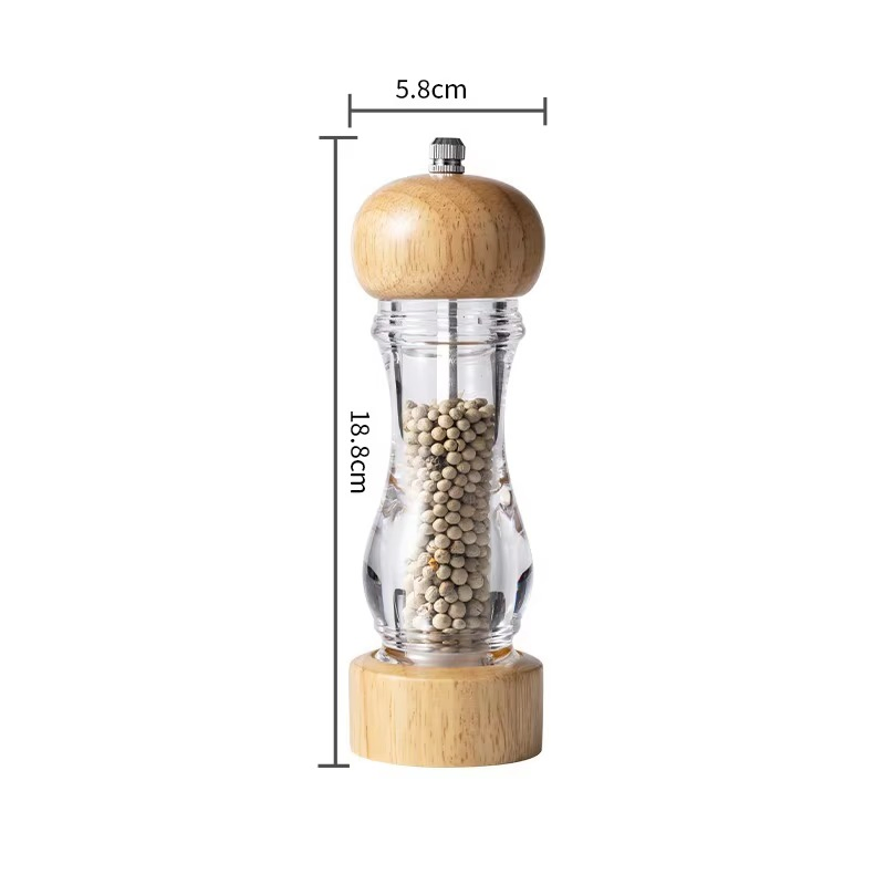 Plastic Oak Pepper Grinder Manual Creative Transparent Portable Eco-Friendly Durable Boxed Pepper Mill Sichuan Pepper Powder Sea