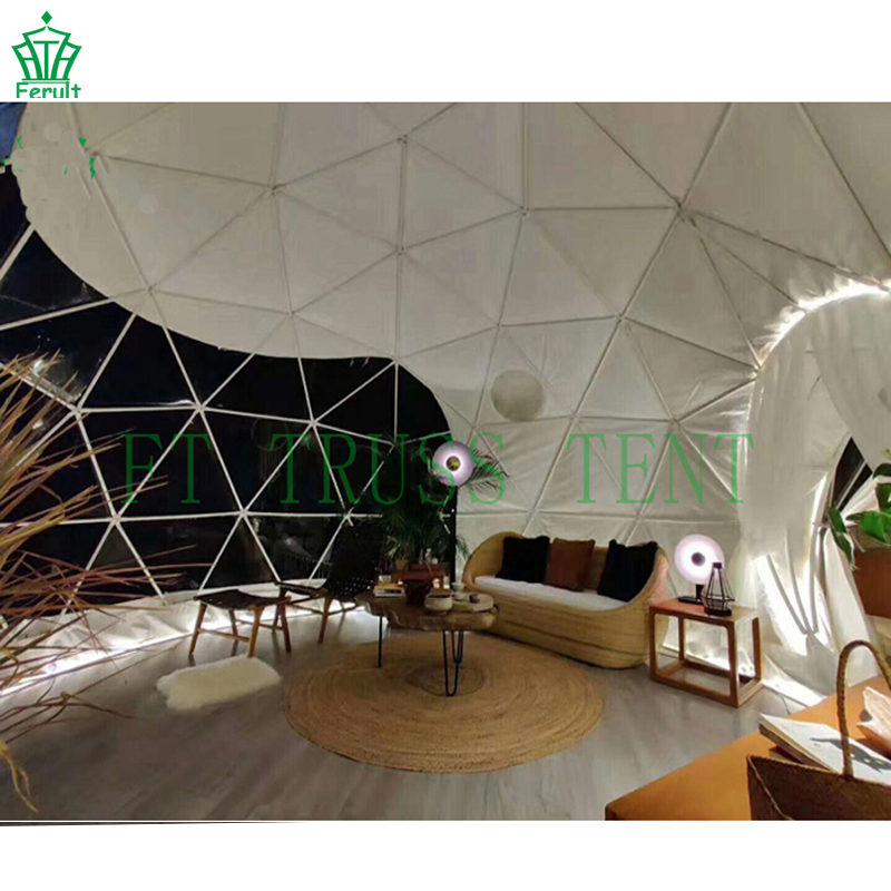 Complete Bathroom 6m Glamping PVC Camp House Dome Camping Tents for 2person